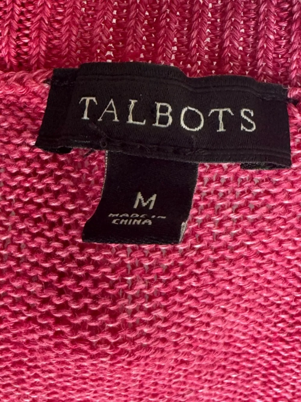 Talbots 100%‎ Linen Pink Sweater Knit Pink Women Medium Coastal Nautical Chic